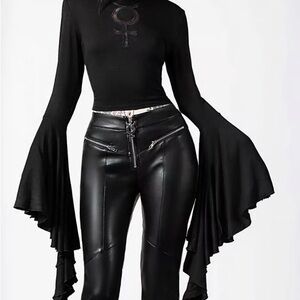 Black Flared Sleeve Top